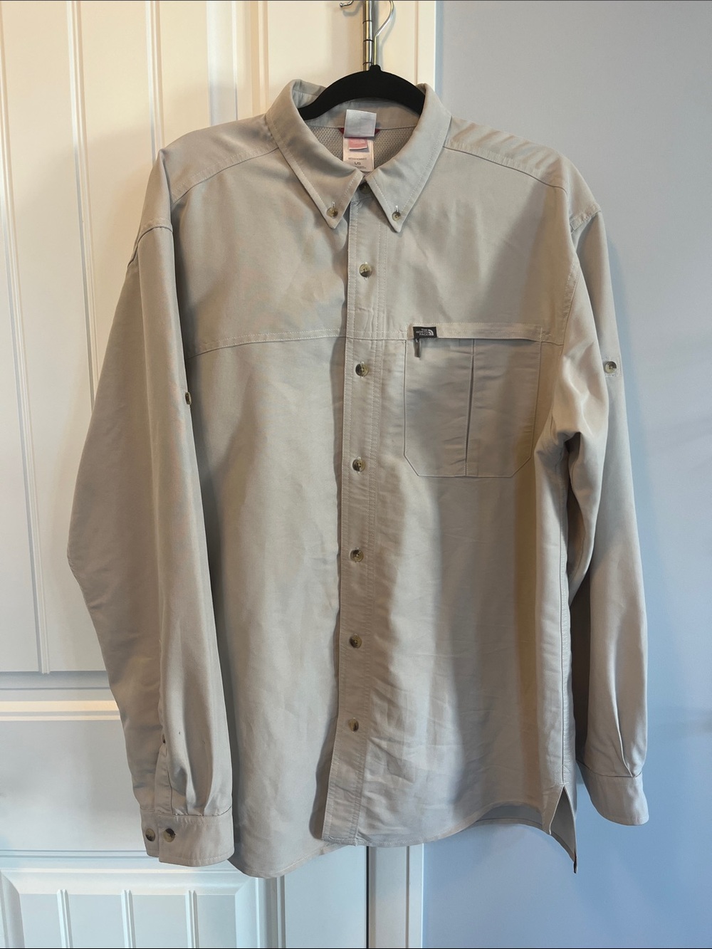 North Face Khaki Button-Up Hiking Shirt L